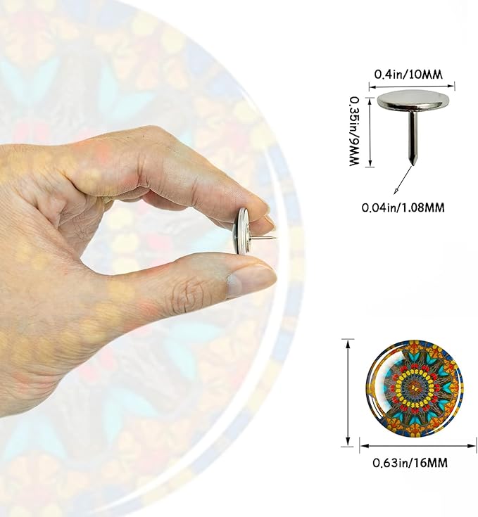 24Pcs Mandala Push Pins,Thumb Tacks for Bulletin Board,Decorative Pins Push, Cork Board Thumbtacks,Photos Wall Maps,Cute Thumbtack for Desk Accessories,Classroom,Home and Office Decor(Mandala)