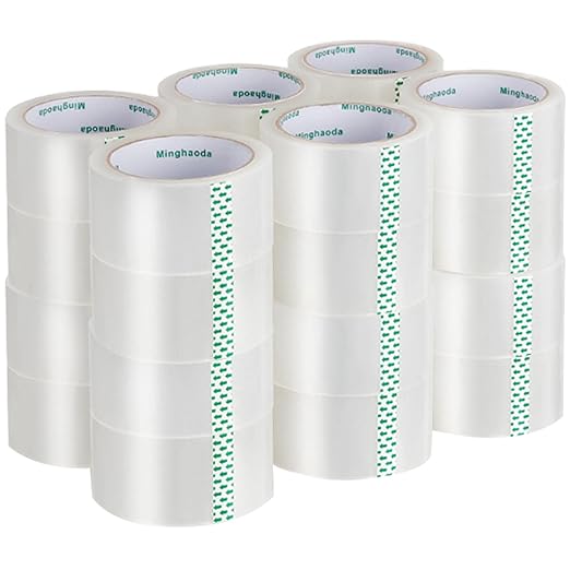 Clear Packing Tape (24 Rolls), Heavy Duty Packaging Tape for Shipping Packaging Moving Sealing, 2 inches Wide, 65 Yards Per Roll
