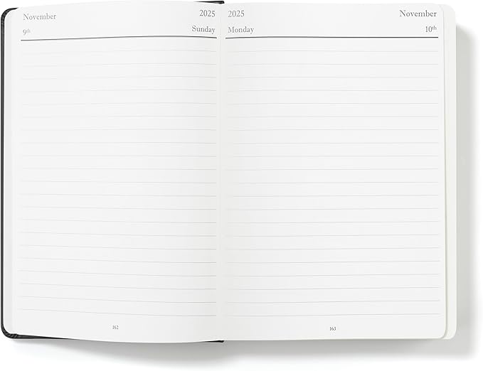 Wykeham's Executive 2025-26 Daily Journal Planner – Customization Available – Mid-Year Academic Diary (Black, 8.5"×5.5")