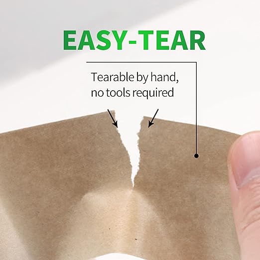 TAPEBEAR Eco-Friendly Kraft Paper Tape, Biodegradable Kraft Paper Tape, Recyclable Writable Packing Tape, Non-Coated Surface for Masking, Sealing, 2inch x 60yards, 6Rolls