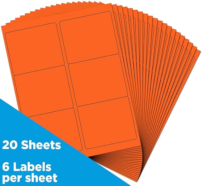 JAM PAPER Shipping Address Labels - Large - 3 1/3 x 4 - Orange - 120/Pack