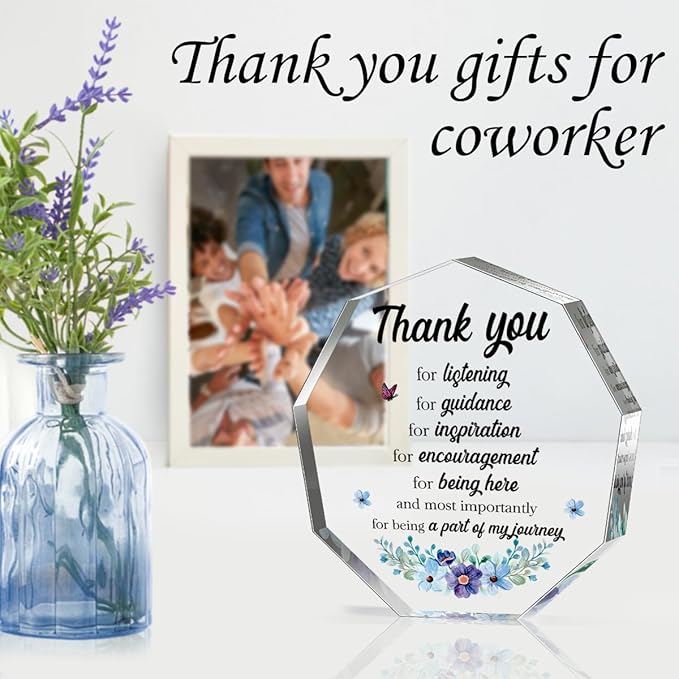 Teacher Inspirational Thank You Gifts for Women Men Boss Colleague Friends Office Staff Gift for Coworker Leaving Job Goodbye Farewell Appreciation Gifts Acrylic Decorative Signs Plaques