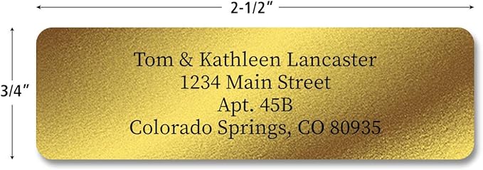 Personalized Return Address Labels, Roll of 500 Gold Foil Self-Adhesive Labels Without Dispenser, Customize with Name & Shipping Address, Colorful Images
