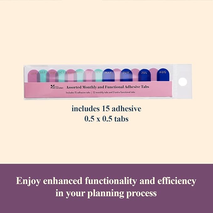 Erin Condren Monthly Adhesive Tabs, 12 Months of Adhesive Tabs for Yearly Planning, Use Them to Tab Undated Planners and Add a Pop of Color