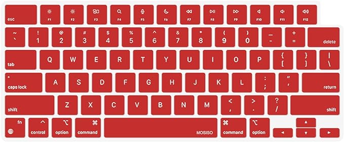 MOSISO Keyboard Cover Skin Compatible with MacBook Air 15 inch M3 A3114 M2 A2941/Air 13.6 A3113 A2681/Pro 14/16 M4 M3 M2 M1, Red