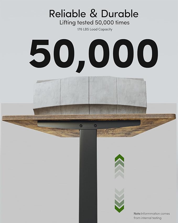 FEZIBO One-Piece Standing Desk Adjustable Height Stand up Home Office Desk, 40x24 Inch Electric Standing Computer Desk, with 4 Memory Presets, Fixable casters, Rustic Brown