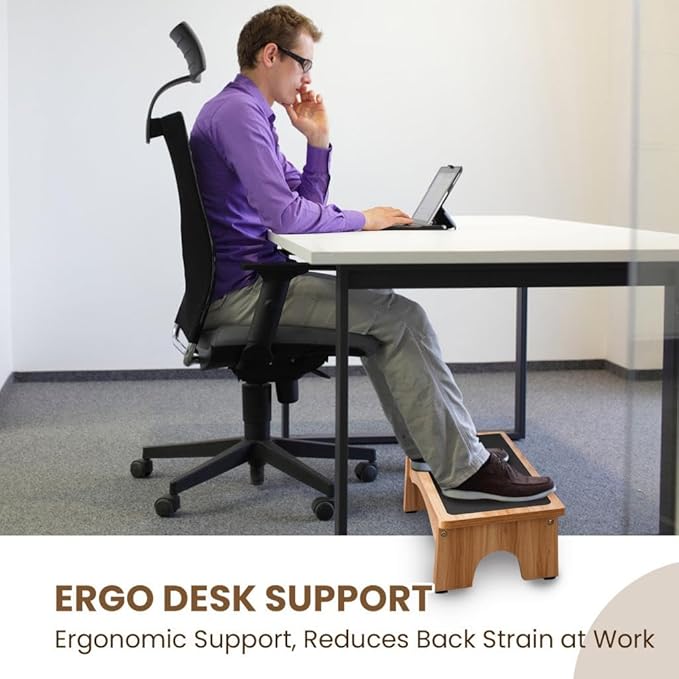 StrongTek Adjustable Foot Rest for Under Desk, 3-Level Adjust Incline, 7" Step Stool for Kids Adults, Ergonomic Foot Stool Relieves Swelling, One Step Stool with Non-Slip Surface for Home and Office