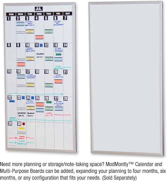 Ultimate Office Whiteboard Dry Erase Magnetic Write On Planning Boards & Scheduling Kit. Includes Set of 3 Monthly Panels, 1 Plain Panel, Magnets, 6 Markers and Eraser. Rotatable & Easy to Update