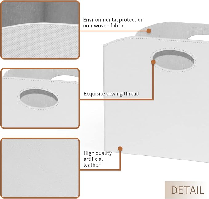 EZDeco Magazine Holder Foldable Magazine Rack Floor PU Leather File Holder Newspaper Book Storage Basket Document File Folder Organizer for Office Home (White-1)