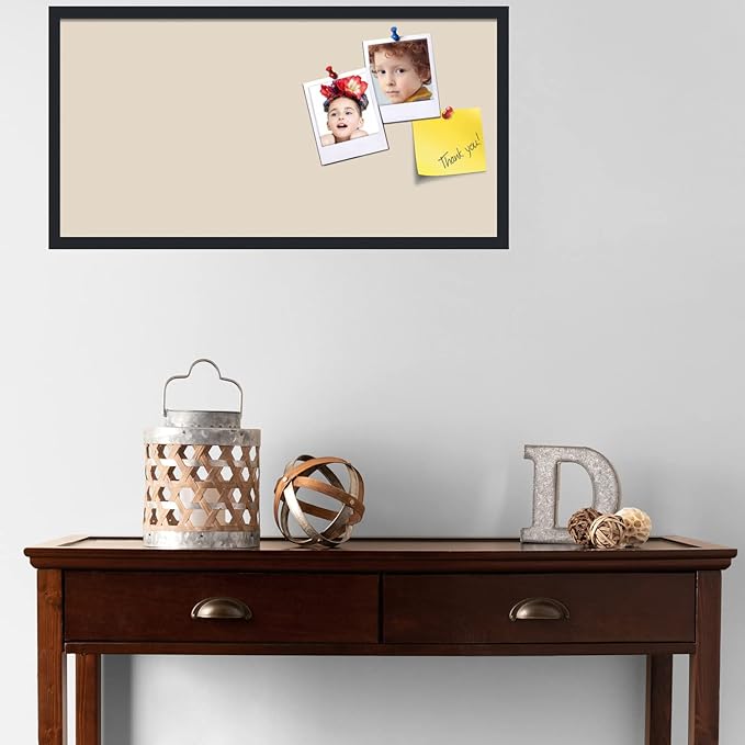 PinPix 36x18 Inch Cork Bulletin Board. This Decorative Framed Pin Board Comes with Desert Pastel Design and a Satin Black Frame. Ideal for Home Office Decor or Message Board (PinPix-1815)