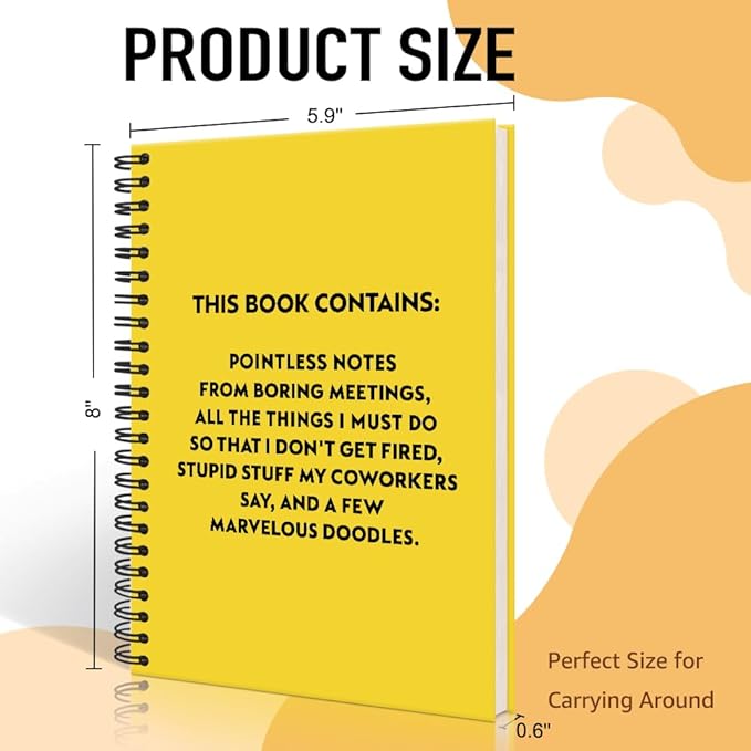 Pointless Notes from Boring Meetings Funny Yellow Golden Spiral Notebook, Humorous Office Gifts, Gag Gifts for Coworkers, Funny Office Sarcastic Gifts for Coworkers,Team Members, Employees
