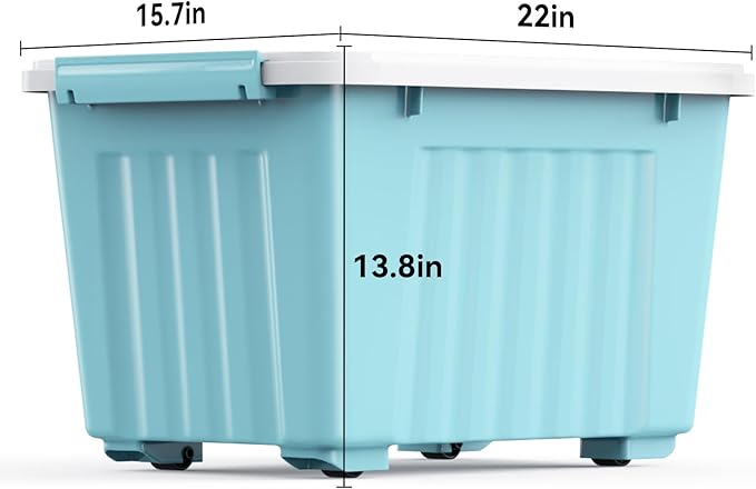 Nazhura 72 Quart Plastic Storage Bin, Stackable and Nestable Storage Boxes with Lids and Secure Latching Buckles, Large Storage Container (Blue, 72Quart-6Pack)