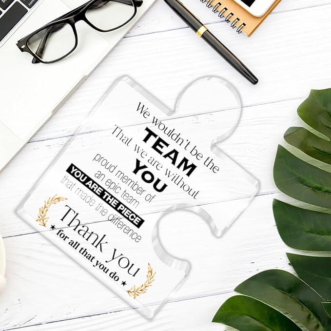 Team Appreciation Gifts Thank You Gift for Coworkers Colleagues Employees Boss, Best Teams Ever Gifts We Wouldn't Be the Team We Are Without You Acrylic Puzzle Piece Plaque Office Decor
