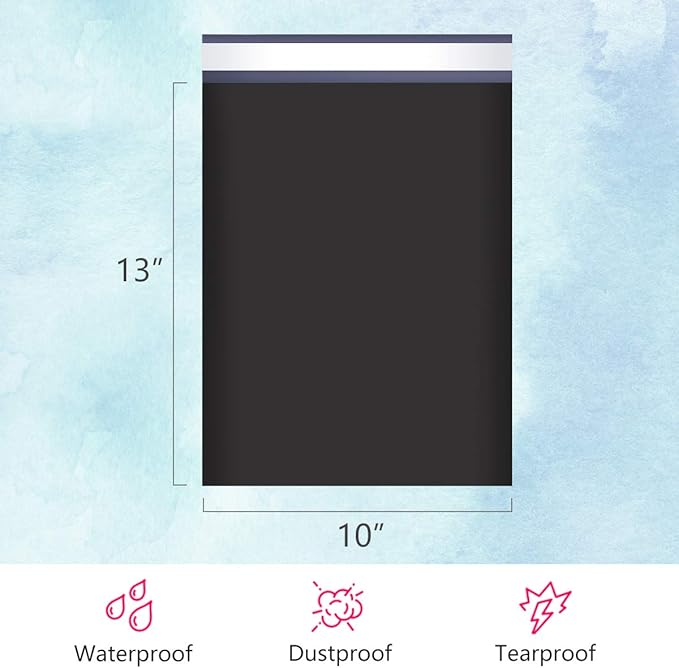 UCGOU Poly Mailers 10x13 Inch Black 100 Pack Shipping Bags #4 Strong Mailing Envelopes Boutique Packaging Postal Self Seal Adhesive Waterproof and Tear Proof Small Business for Clothes Books
