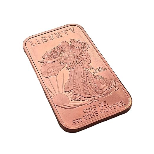 One (1) Ounce Walking Liberty Copper Bar by Unique Metals | Pack of 1 | .999 Fine Copper | Made in The USA