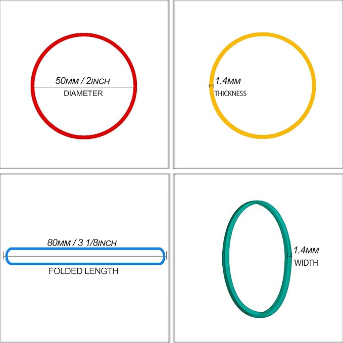 400PCS 50mm Color Rubber Bands - Durable Multi-Color Stretchable Office & Stationery Supplies - 2 Inch