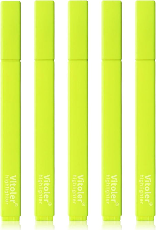 Vitoler Yellow Highlighter,5pcs Fluorescent Yellow Highlighter Chisel Tip,Cute Highlighters for School, Home, Office