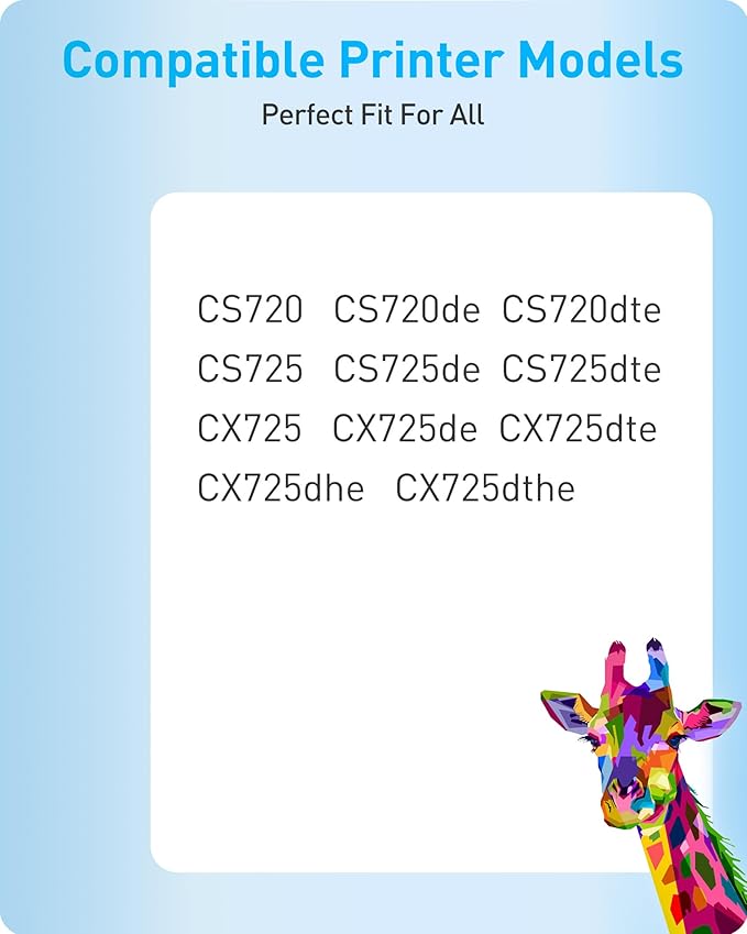 MasaiMara 74C10 74C10K0 74C10C0 74C10M0 74C10Y0 Compatible Toner Cartridges for Lexmark CS720 CS720de CS720dte CS725 CS725de CS725dte CX725 CX725de CX725dte CX725dhe CX725dthe Printer