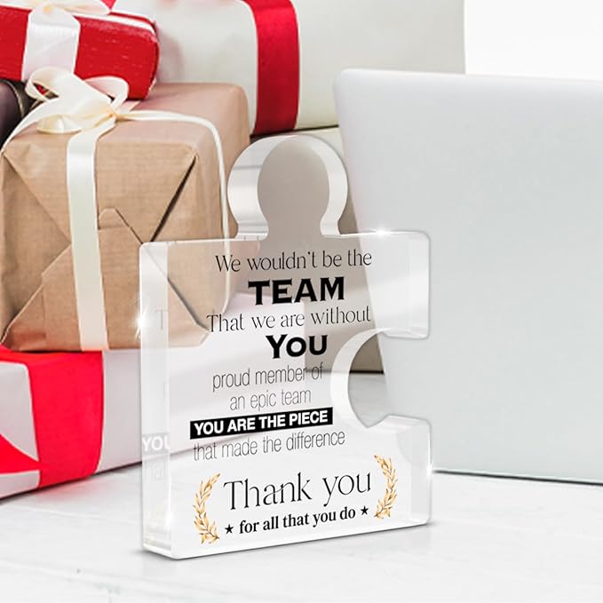 Team Appreciation Gifts Thank You Gift for Coworkers Colleagues Employees Boss, Best Teams Ever Gifts We Wouldn't Be the Team We Are Without You Acrylic Puzzle Piece Plaque Office Decor