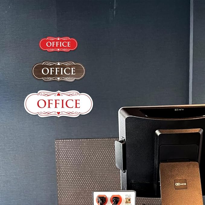 All Quality Designer Office Sign | Easy Installation - Black/Gold - Medium (1 Pack)