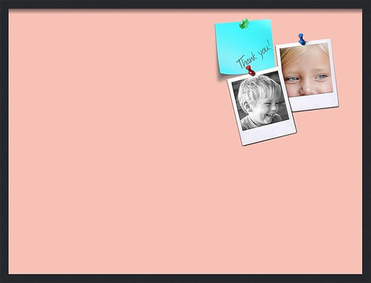 PinPix 40x30 Inch Cork Bulletin Board. This Decorative Framed Pin Board Comes with Pink Pastel Design and a Satin Black Frame. Ideal for Home Office Decor or Message Board (PinPix-1813)