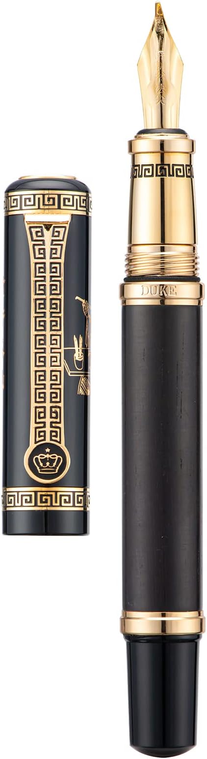 Lanxivi Duke Fude Pen Bent Nib Ebony, Sima Qian Memorial Fountain Pen Medium to Broad Art Drawing Calligraphy Handwriting Pen