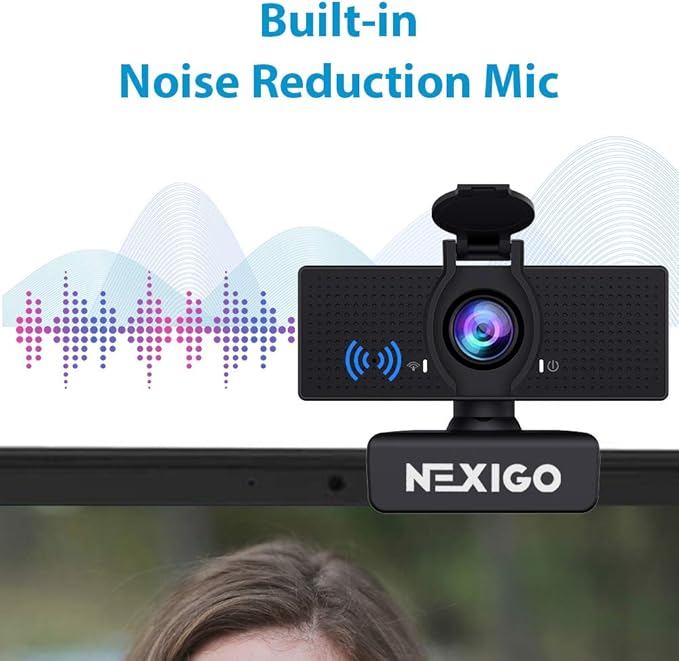 NexiGo N60 1080P Webcam with Microphone, Adjustable FOV, Zoom, Software Control & Privacy Cover, USB HD Computer Web Camera, Plug and Play, for Zoom/Skype/Teams, Conferencing and Video Calling