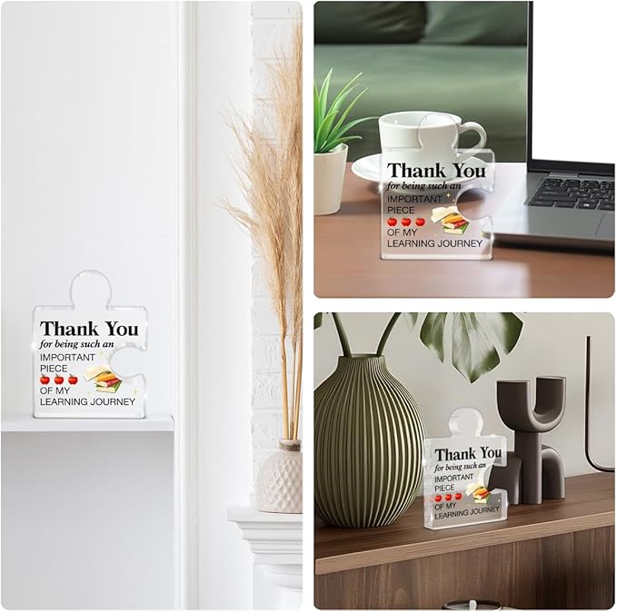 Teacher Appreciation Gifts, Teacher Gifts for Women Men, Thank You Teachers Day Graduation Christmas Gift for Teachers Study Partner Acrylic Puzzle Piece Desk Decorative Sign for Home Decor