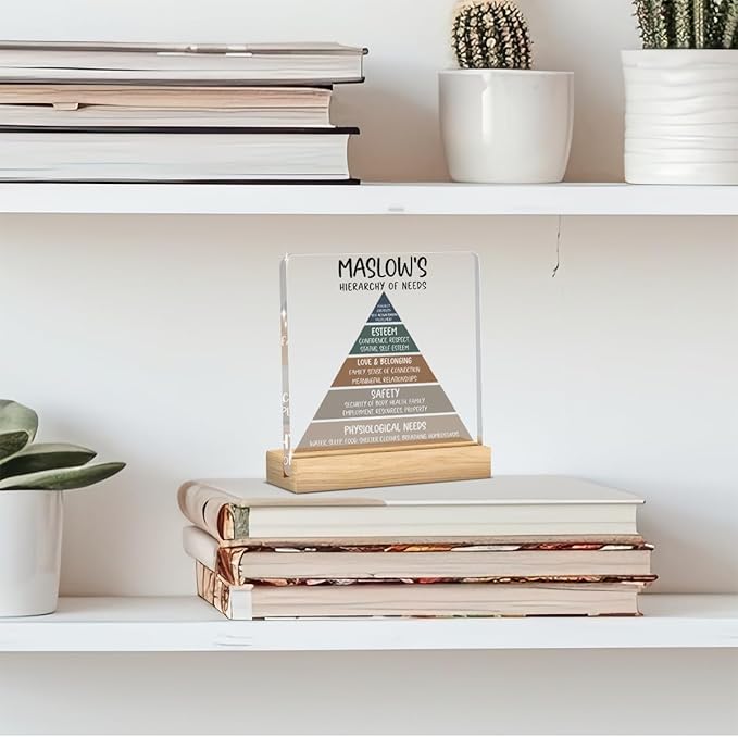 Therapy Office Desk Decor, Counsellor Office Decor, School Counselor Gifts, Gifts for Women Psychologist School Counselors Therapist, Halloween Christmas Gift Maslow's Hierarchy of Needs Acrylic Sign