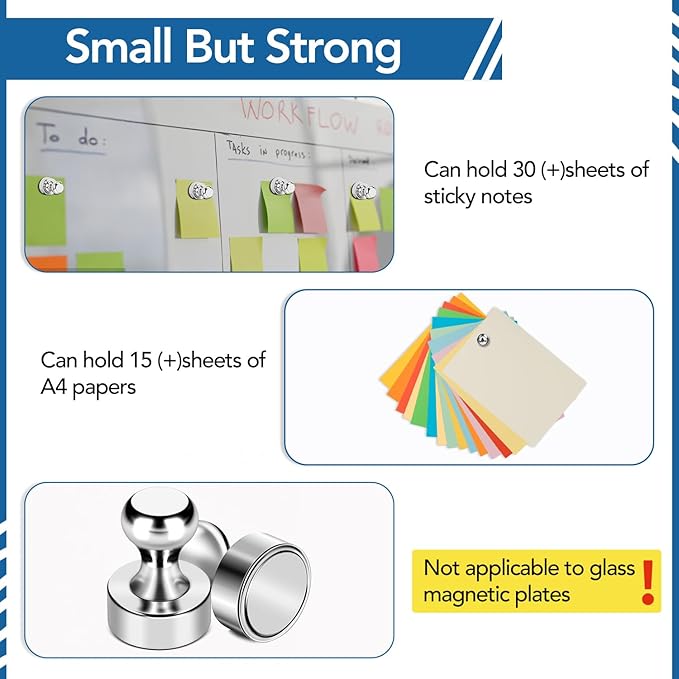 LOVIMAG Refrigerator Magnets, 28Pcs Strong Fridge Magnets for Refrigerator, Small Neodymium Magnets for Whiteboard, Metal Push Pin Magnets for Kitchen, Office, School, Locker, Map Decorative