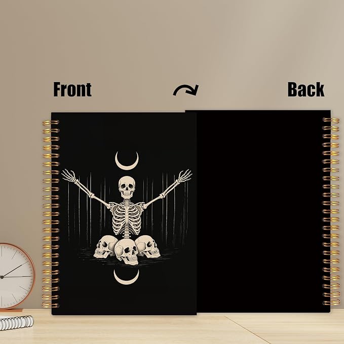 WUCHJ Witchy Gothic Spiral Notebook, Astrology Journal, Celestial Sun and Moon Phases 5.5x8.3 Inch,Lined Notebooks College Ruled, Magic Notebook for Women, Astrology Gifts for Women