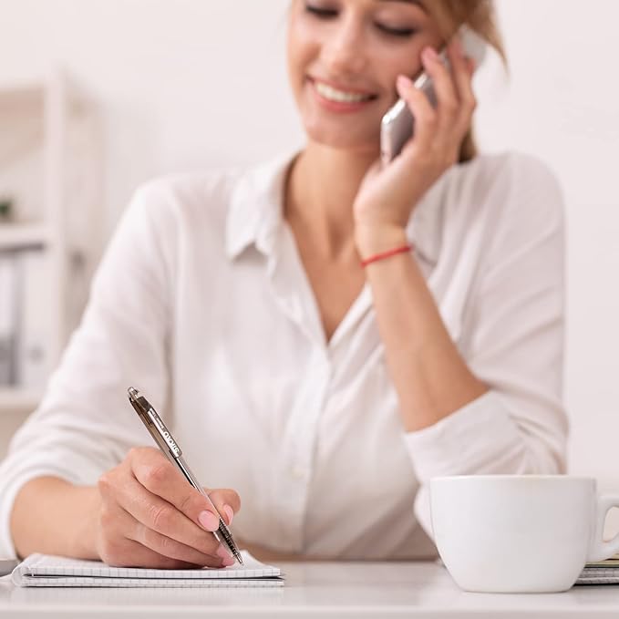 Black Pens Bulk, Box of 60 Pack Black Ink Pens Ballpoint Smooth Writing Pens No Smudge, Retractable Ball Point Pens Medium Point, Click Server Pens for Waitress, School Office Supplies