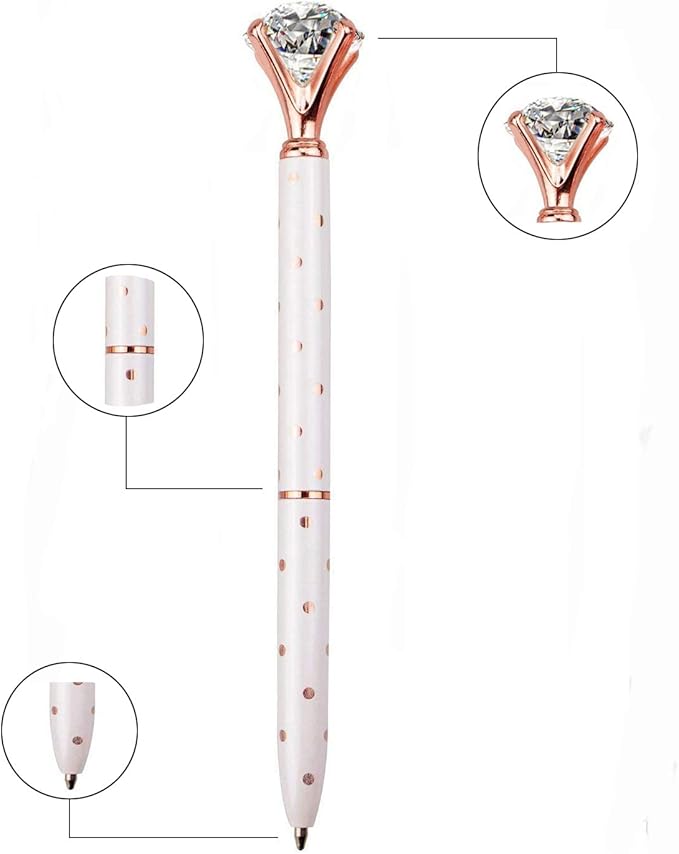 Diamond Pens Large Crystal Diamond Ballpoint Pen Bling Metal Ballpoint Pen Office and School (4pack)