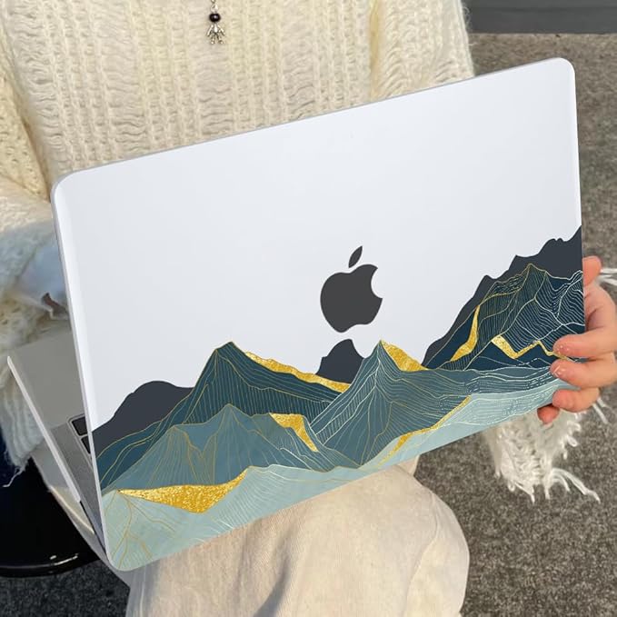 for 2022 2023 2024 2025 MacBook Air 13.6 inch Case M4 A3240 A3113 M3 A2681 M2, Crystal Plastic Hard Shell Case Keyboard Cover for Mac Air 13.6 M4 Liquid Retina Display, Circling Mountain