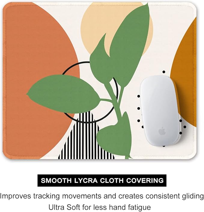 Auhoahsil Mouse Pad, 12 x 10 in Modern Abstract Art Computer Mouse Pad for Desk, Premium-Textured Non-Slip Rubber Stitched Edges Waterproof Square Mouse Mat for Gaming Work Wireless Mice, Orange