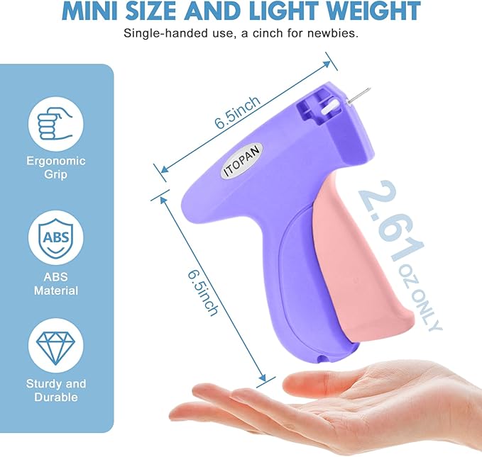 Stitch Gun for Clothes, Tagging Gun for Clothing Quick Fixes - Price Tag Gun with 6 Fine Needle, 1000 Black Fasteners & 1000 White Fasteners MediumPurple2+RosyBrown1