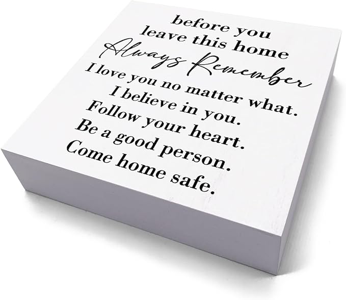 Inspirational Home Farmhouse Decor Desk Decor Wooden Box Sign Always Remember You are Braver Than You Think Rustic White Wood Block Plaque Box Sign for Women Family Friends Shelf Table Decoration