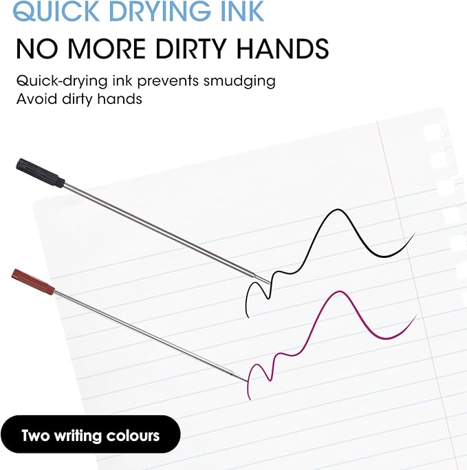 0.7 mm Ballpoint Ink Twist Pen Refills, 15 Pcs Medium Point Metal Smooth Writing Replaceable Ink Refill, Stationery Compatible for Cross Ballpoint Replacement (4.6in M) (Black+Red, 15)