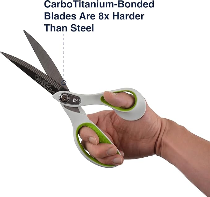 Westcott 9-Inch CarboTitanium Heavy Duty Fabric Scissors with Soft Bent Handle and Serrated Blade, Ideal for Sewing, Crafting, and Utility Fabrics