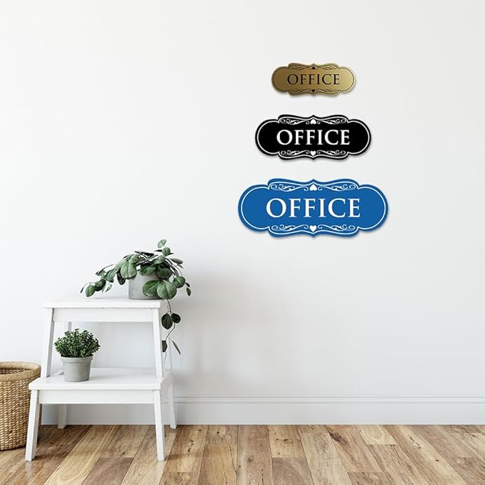 All Quality Designer Office Sign | Easy Installation ‌ - Black/Gold - Small (1 Pack)