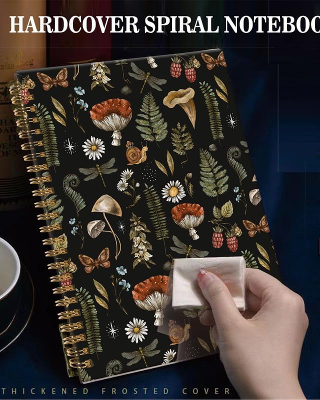Spiral Journal Notebook,A5 Hardcover Lined Journals for Women Girl 6 x 8.3 in,120 Pages Thick Paper,Cute College Ruled Writing Notebook for Gifts Office Work School(Mushroom Forest Plant)