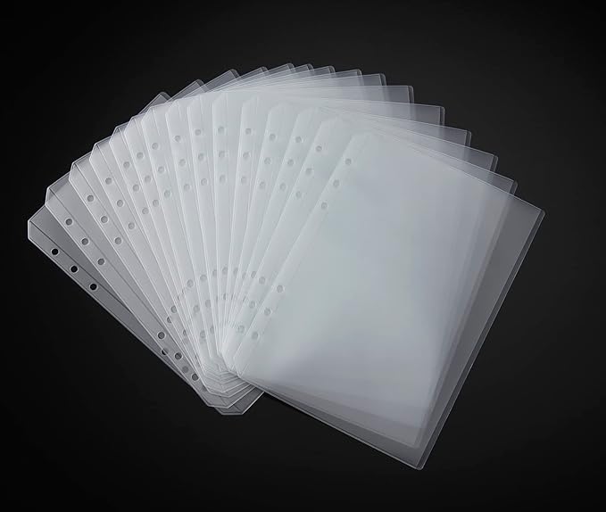 15pcs A5 Binder Pockets with No Zippers, Zipless Budget Envelopes for Cash System, A5 Binder Pouch for 6 Ring Binder, Money Folder Organizer for Cash.