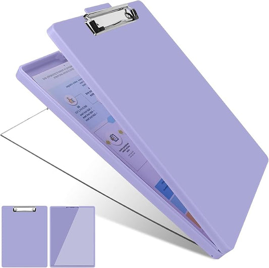 Clipboard with Storage,Three-Tier Box Clipboards(Letter Size),Storage Clipboard with Clip Form Holder Clipboards,Dry Erase Clip Boards 8.5x11 with Storage for Office School Supplies Clip Board-Purple