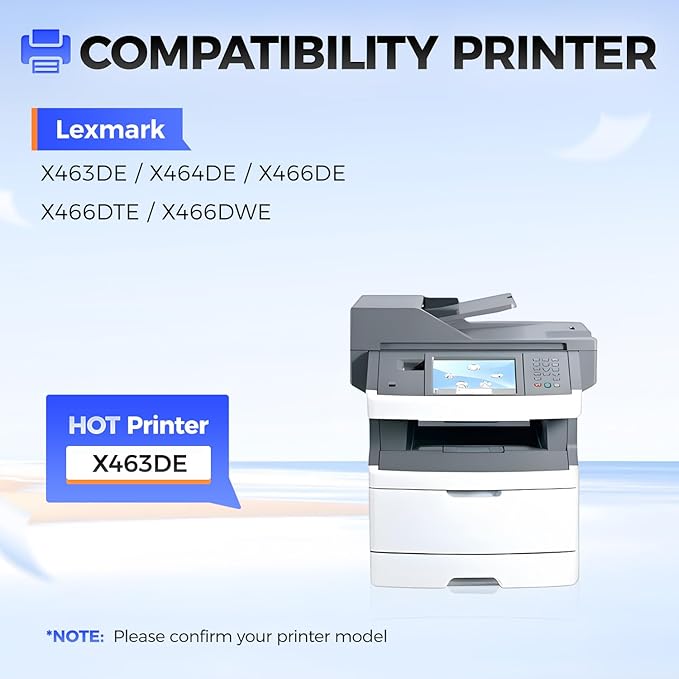 X463X11G Toner Cartridge Black 1-Pack High Yield with Chip Replacement for Lexmark X463X X463X11G Toner Cartridges Compatible with Lexmark X463 X463de X464 X464de X466 X466de X466dte X466dwe Printers