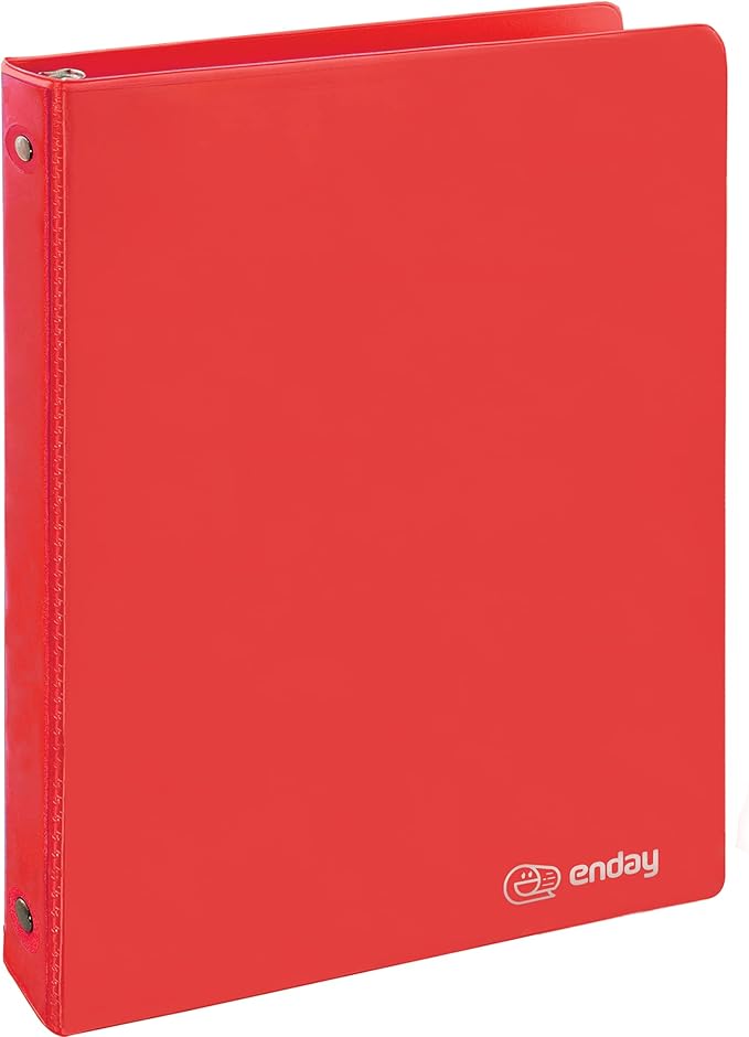 ½ Inch 3 Ring Binder .5 inch Red Clear View Cover with 2 Inside Pockets, Colored School Supplies Office and Home Binders – by Enday
