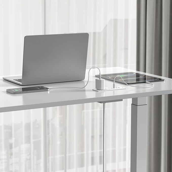 Recessed Power Strip Fast Charging Station 2 PD 65W USB C, Flush Mount Countertop Drawer Outlet, Furniture Hidden Charging Station for Side Table, End Table,2 AC Outlets (White, 6 FT Cable)