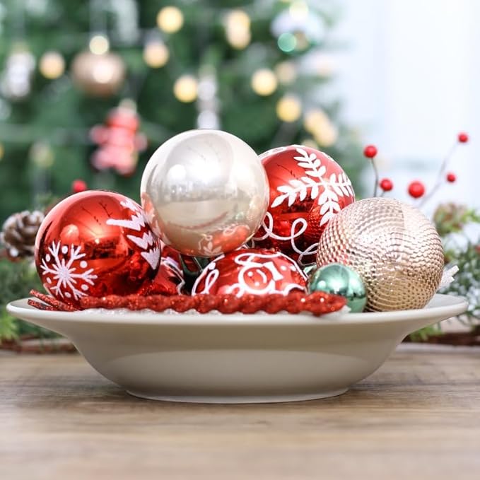 2025 Latest Model Premium 90 Pcs Shatterproof Christmas Ornaments Set,2.36 Inch Festive Baubles with Snowflake, Classic Gingerbread & Snowflake Designs, Ideal Gift for Xmas/Wedding/Party (Red & Gold