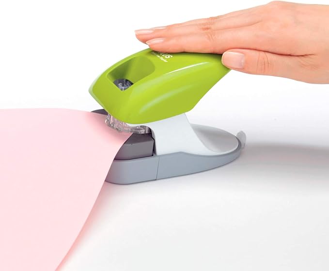 Plus Paper Clinch Desktop Staple-Free Stapler, Green