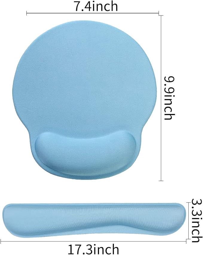 Ergonomic Keyboard Mouse Pad Wrist Rest Support Set for Laptop/Computer/Desktop,Memory Foam Hand Rest Wrist Cushion for Gaming/Office,Lightweight Comfortable & Pain Relief (Blue)