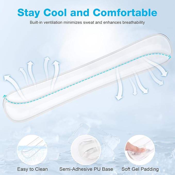 Gel Mouse pad & Keyboard Wrist Rest Set, Ergonomic Keyboard and Mousepad with Wrist Support, Keyboards Wrist Rest, Computer Keyboards Pad, Cooling Gel Clear